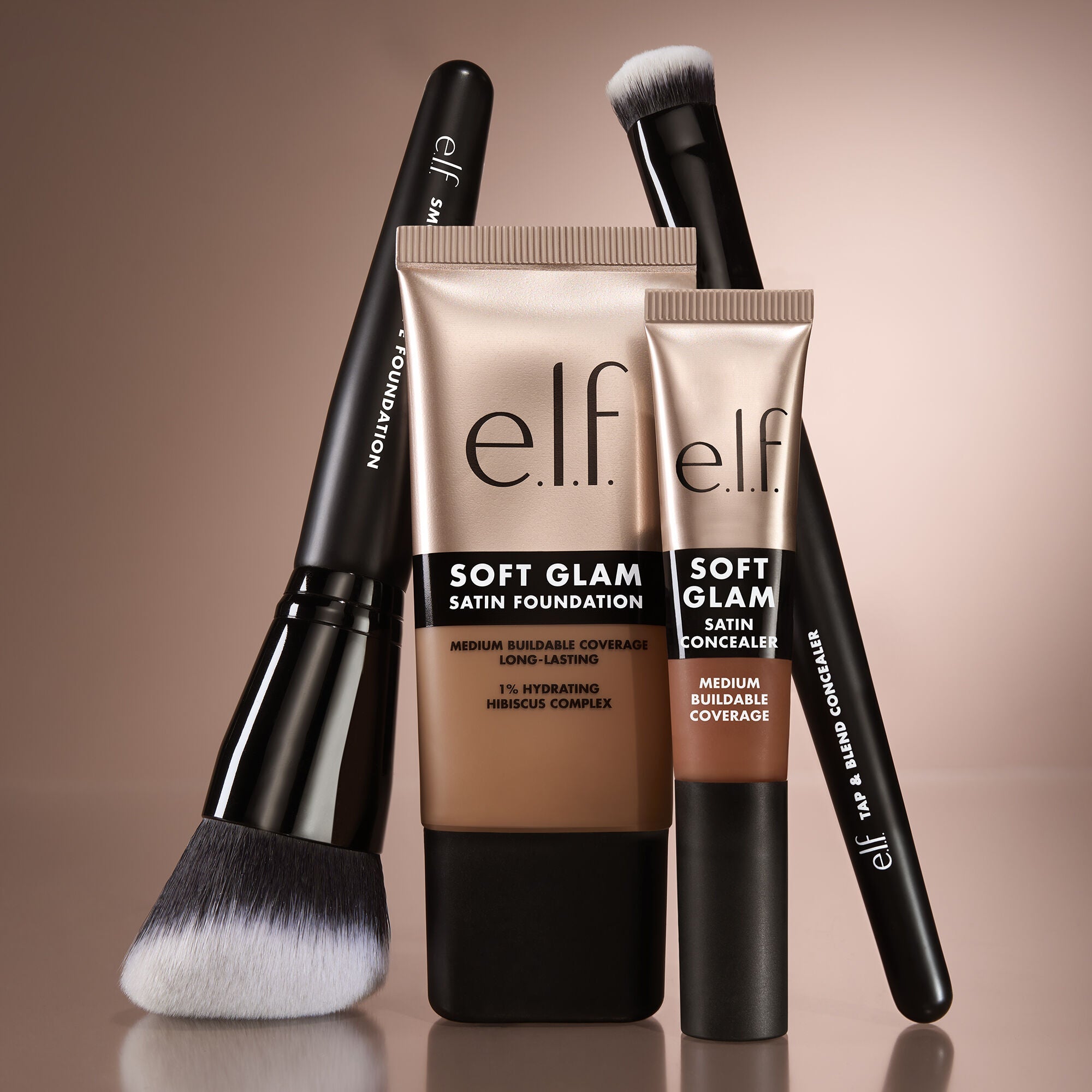 Soft Glam Foundation and Concealer With Recommended Brushes